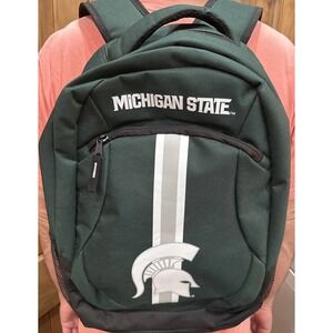 Michigan State University Spartans Backpack Green With Bottle Holder Pockets